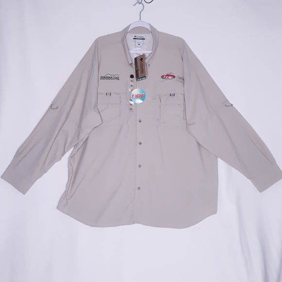 Columbia PFG Biscotti Tan Bahama ll Long Sleeve Fishing Shirt Size XXL